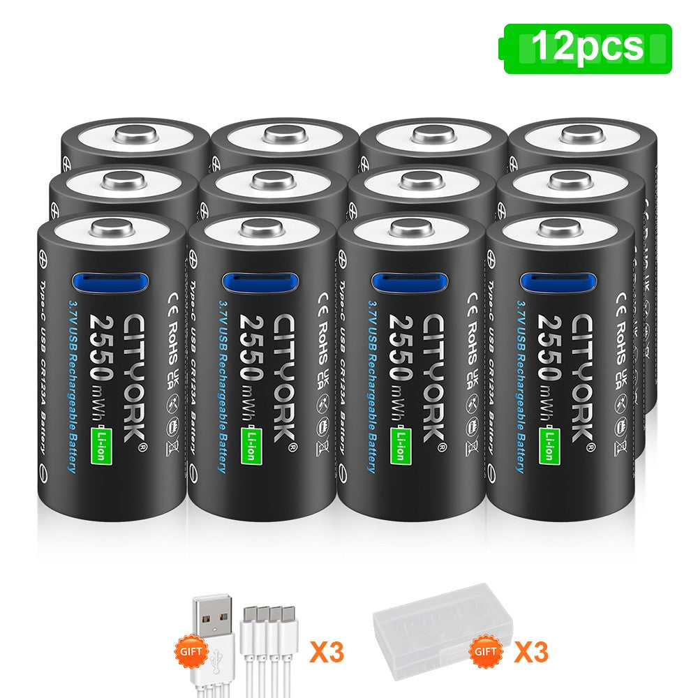 Batería recargable Original CR123A, 3,7 V, litio CR123 16340 16350 CR17345, bate