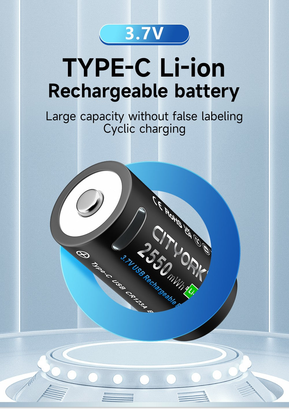 Batería recargable Original CR123A, 3,7 V, litio CR123 16340 16350 CR17345, bate